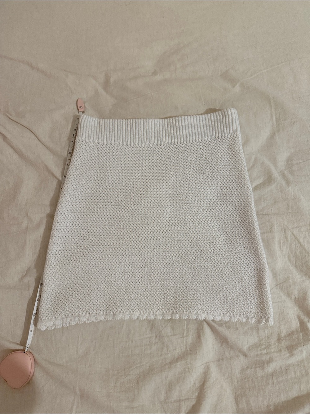 Ardene White Knit Mini Skirt - Rib Waistband